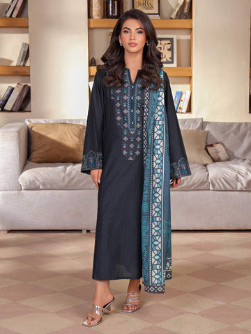 3 Piece Jacquard Suit-Embroidered (Unstitched)