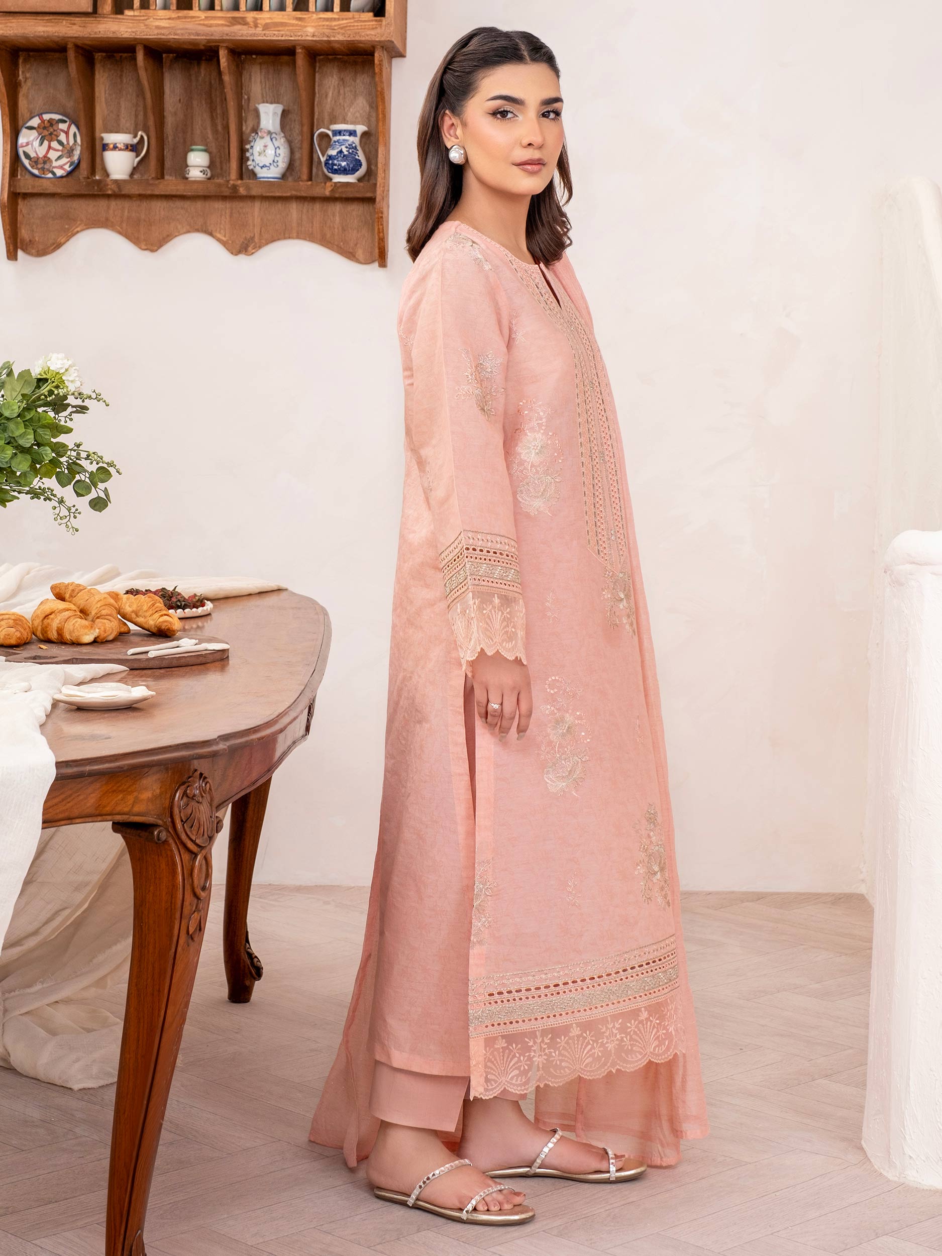 3 Piece Jacquard Suit-Embroidered (Unstitched)
