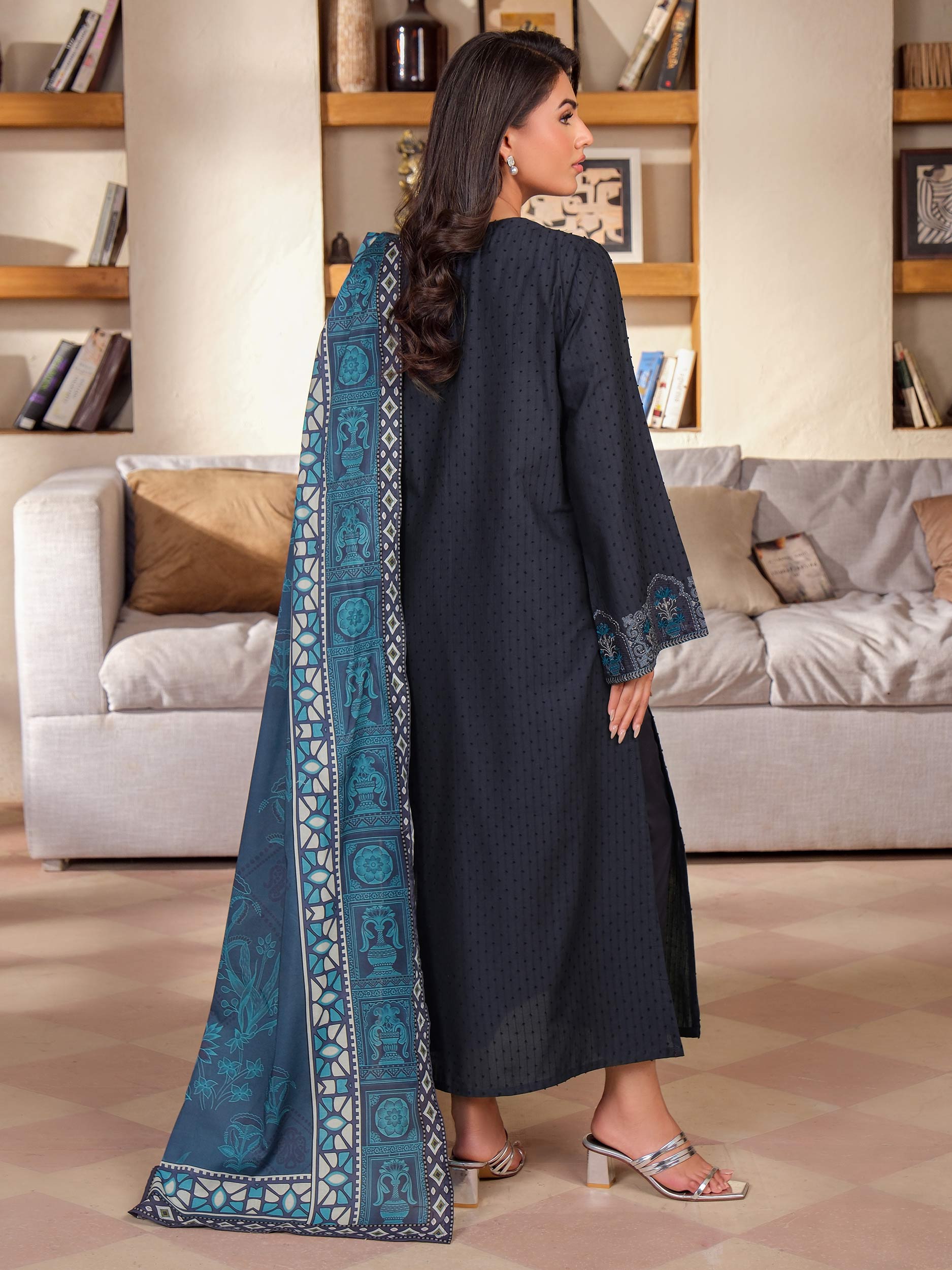 3 Piece Jacquard Suit-Embroidered (Unstitched)