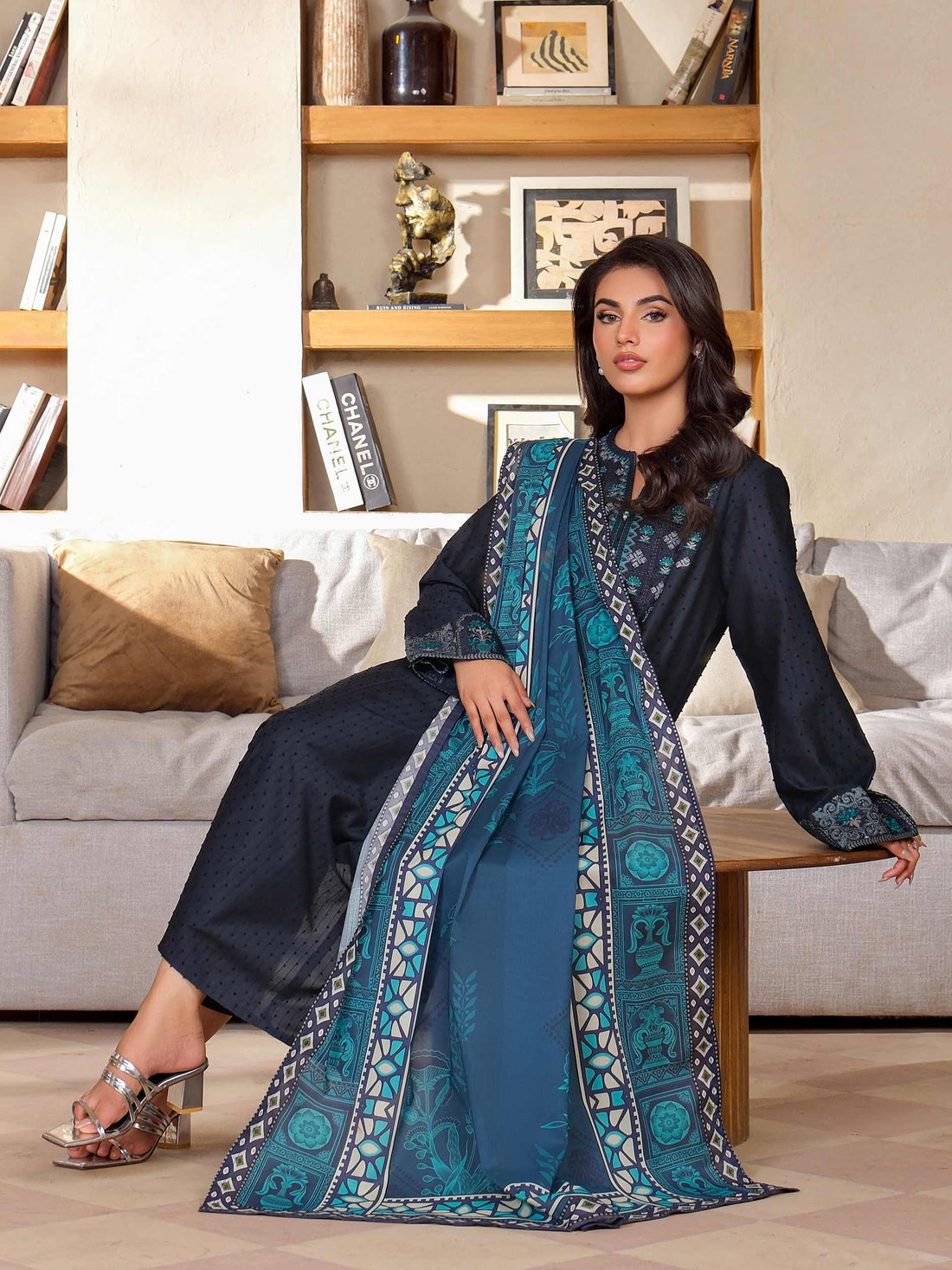 3 Piece Jacquard Suit-Embroidered (Unstitched)